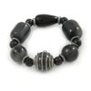 Avalaya Chunky Dark Grey Resin Bead Flex Bracelet - 17cm L