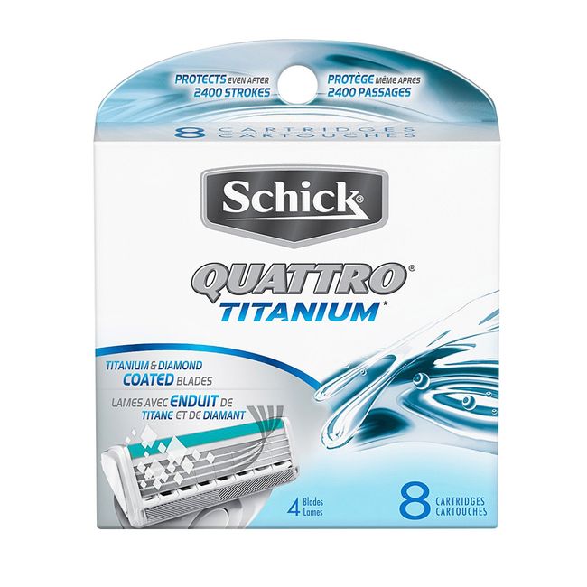 Schick Quattro Titanium Razor Blade Refills for Men - 8 Count