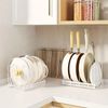 Expandable Pot and Pan Organizer Rack for Cabinet with 10 Adjustable Compartment