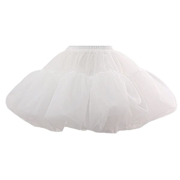 FERE8890 Women'S Petticoat 50s 2 Levels Hoopless Short Length Tulle Crinoline Underskirts Dress Bubble Skirt Above Knee (White)