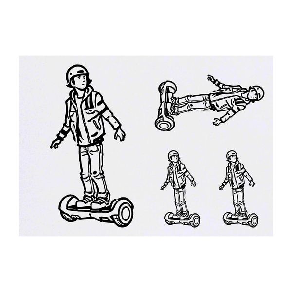 4 x 'Boy On Electric Hoverboard' Temporary Tattoos (TO00071296)