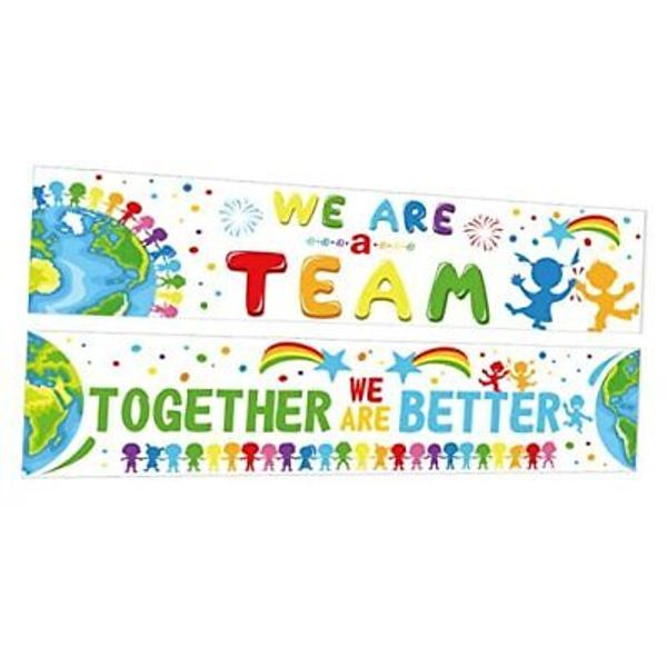 2 Pcs Team Bulletin Board Banners Welcome Motivational Posters and Wall Decor