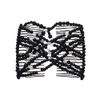 LOVEF 4Pcs Double Magic Slide Metal Comb Clip Hairpins Vintage Pearl Bead Stretchy Hair Combs for Women Ladies Hair Accessories Gift (Coffee)