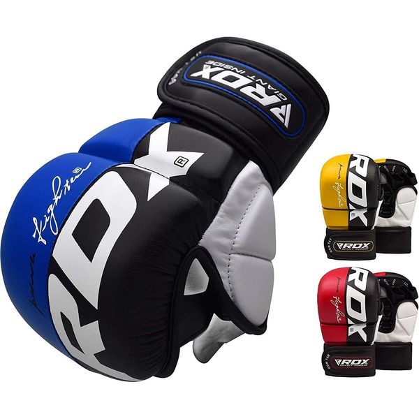 RDX GGR-T6 Open Finger Gloves [EMMAA Certified] Grappling Gloves, MMA Gloves, Sparring Training, Genuine Japanese Product (Blue, M)