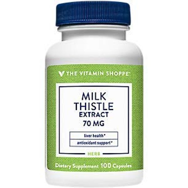 The Vitamin Shoppe Milk Thistle Extract 70mg Capsules, Silymarin Extract for Healthy Liver Support – Seed/Fruit Once Daily Complex for Detoxification Pathways, and Overall Liver Health (100 Capsules)