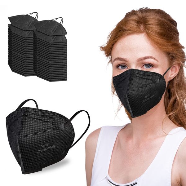 Pruk 50 Pcs KN95 Mask Adults, 5 Layers Protective Mask KN95, Cup Dust KN95 Face Masks With Nose Clip and Erloop, Safety Mask KN95 for Daily Use