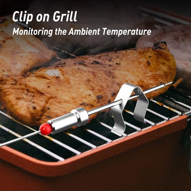 Stainless Steel Grill Clip Meat Thermometer Probe Clip Holder Ambient  Temperature Readings BBQ Oven Grill Clip