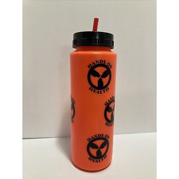 Hands On Health Orange Water Bottle With Drinking Straw