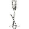 Solid 925 Sterling Silver Reflections Golf Clubs and Ball Dangle Bead (9.1mm x 25.5mm)