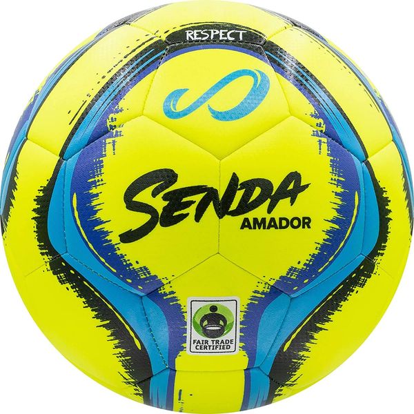 SENDA Amador Training Soccer Ball, Fair Trade Certified, Yellow/Light Blue, Size 5 (Ages 13 & Up)