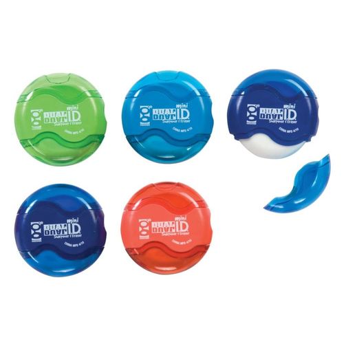 Raymond Geddes Mini Dual ID Pencil Sharpener and Eraser (Pack of 24)