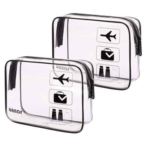 Transparent Toiletry Bag for Transporting Liquids, Cosmetic Bag, Transparent, Hand Luggage Travel Accessories, Transparent Toilet Bag for Men and Women, Black 2