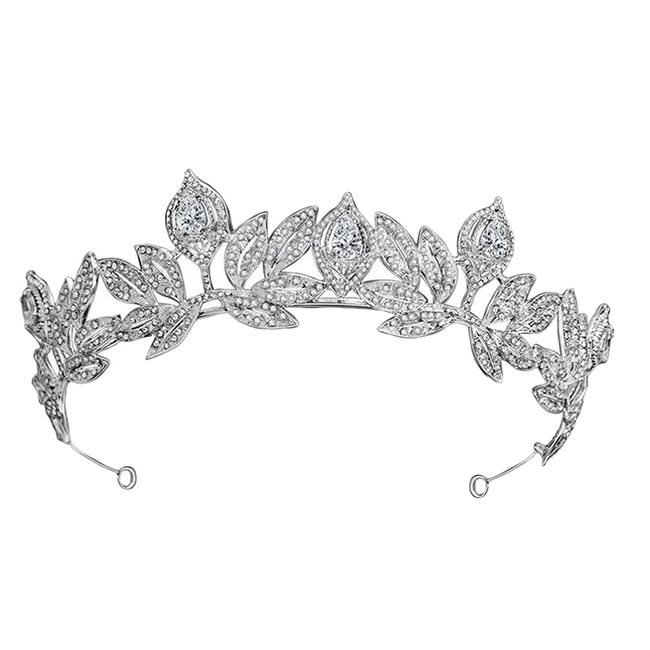 Lurrose Rhinestone Leaf Wedding Tiara Headband for Brides Crown Headband for Pageants Wedding Prom Birthday