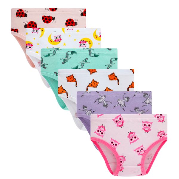 Cadidi Dinos 100% Cotton Toddler Soft Cotton Panties Little Girls' Undies Assorted Underwear (Pack of 6) Size 5