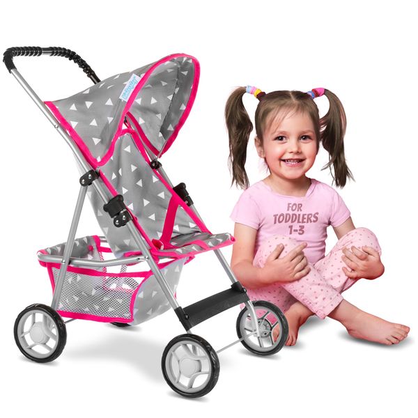 Kinderplay Baby Doll Stroller | Baby Stroller Toy | Umbrella Stroller - Toy Baby Stroller for Dolls with Handle Height| Baby 22.05 inches | Doll Stroller for Toddlers 1-3 | Toy Stroller, model KP0280S