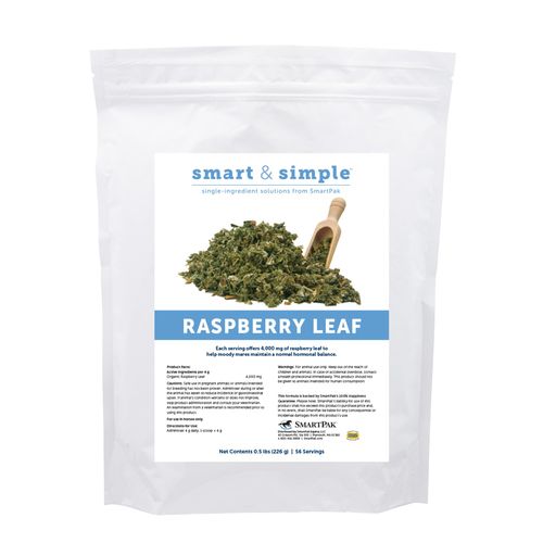 SmartEquine Smart & Simple Raspberry Leaf | Horse Moody Mare Supplement | Organic Whole Leaf | Single Ingredient | Equine Supplement | 56 Servings | 0.5 lb Bag