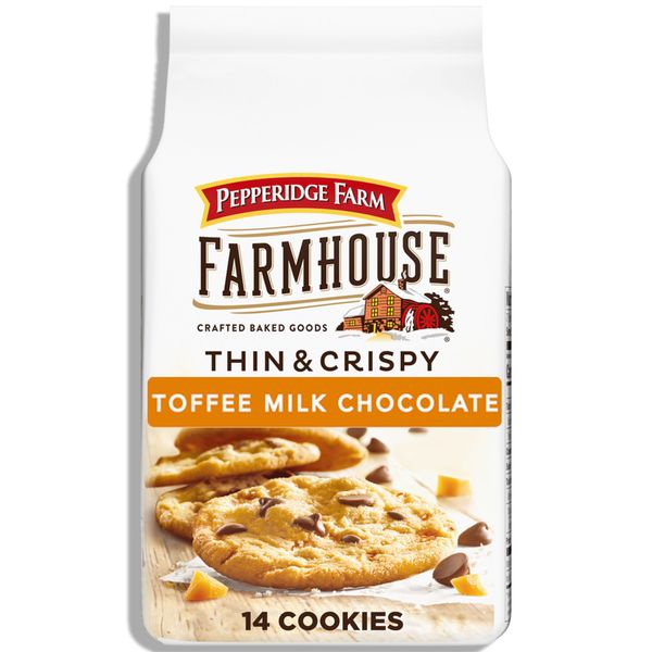 Pepperidge Farm Farmhouse Thin & Crispy Toffee Milk Chocolate Cookies, 6.9 Ounce Bag