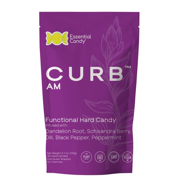 CURB AM™ Blend Functional Hard Candy, Dandelion Root, Schisandra Berry, Dill, Black Pepper, Peppermint, Gluten-Free, Non-GMO, Vegan