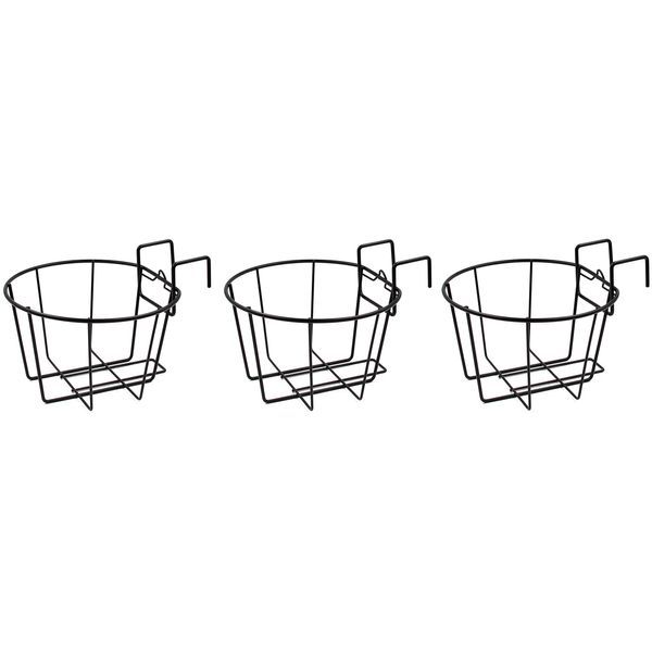 TQVAI 10" Hanging Planter, Rail Planter Baskets, Wire Flower Pot Holder Plants Hangers for Orchid, Deck, Patio Ledge, Balcony, Set of 3, Black