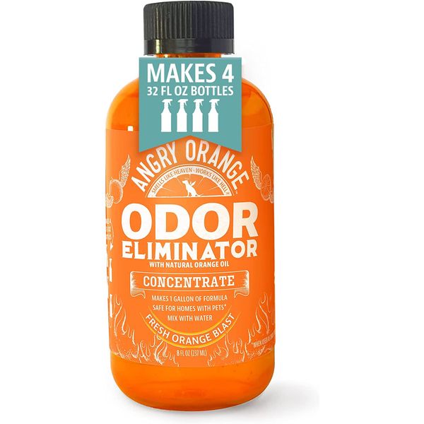 Angry Orange Pet Odor Eliminator Concentrate, 8oz Dog & Cat Makes 128Oz of Liqui