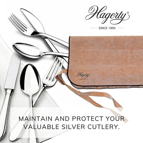 Hagerty Silver Guard Cutlery Roll I Practical cutlery pouch for silver & silver-plated metal 46.5x51cm I Cutlery storage with tarnish protection I Holder for table knives with 12 compartments, A119003