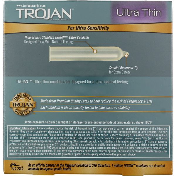 TROJAN Ultra Thin Condoms For Ultra Sensitivity, Lubricated Condoms for Men, America’s Number One Condom, 36 Count Value Pack