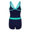 Aquarti Girls' Swimming Costume - Sports Swimsuit Girls with Leg and Racerback, Chlorine Resistant, Dark Blue / Green, 146