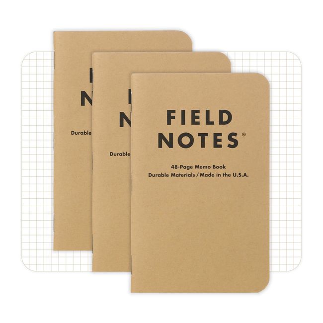 Field Notes: Original Kraft 3-Pack - Graph Paper Memo Books - Grid 48 Page Pocket Notebooks - 3.5" x 5.5"