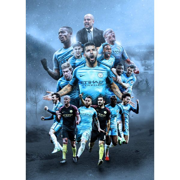 Manchester City Football Club Sport Picture Poster Wall Art Print A4