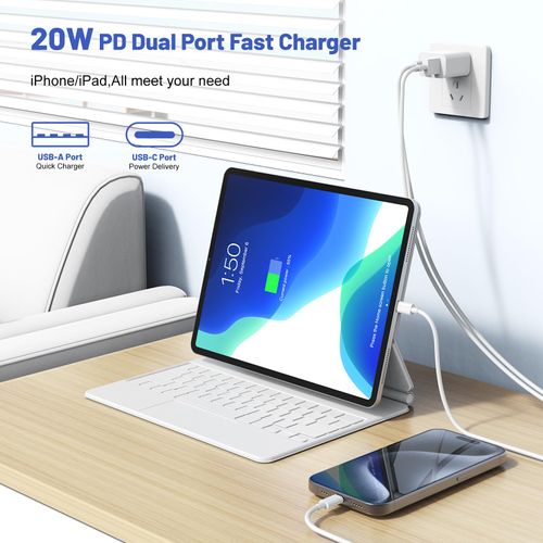 for iPhone 16 15 Fast Charger,[Apple MFI Certified] 2Pack Dual Port 20W PD Power USB C Wall Charger Adapter with 10FT Long USB C Fast Charging Cable for iPhone 16 15 /Pro/Pro Max/Plus, iPad and More