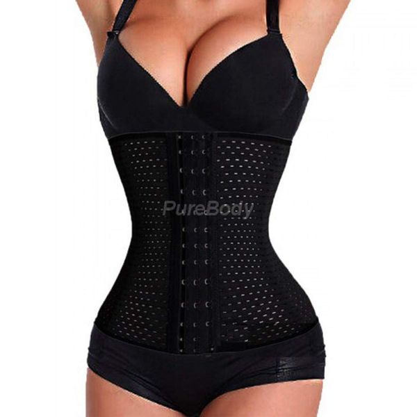 PureBody Waist Trainer – Women's ShapeWear – Instantly Reduces Your Waist Size Giving You an Hourglass Figure (Medium) Black