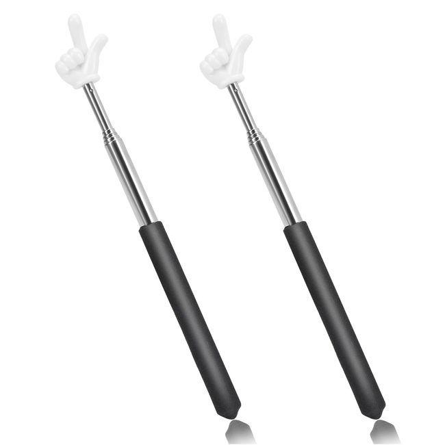 2-Piece Set of Retractable Teacher's Pointer, Mini Hand-Shaped Classroom Pointer, Classroom Teaching Stick, Suitable for Primary School, Kindergarten, Junior High School, Teachers