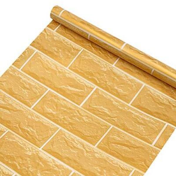 Yifely Yellow Brick Pattern Shelving Paper Self-Adhesive Shelf Liner Removable