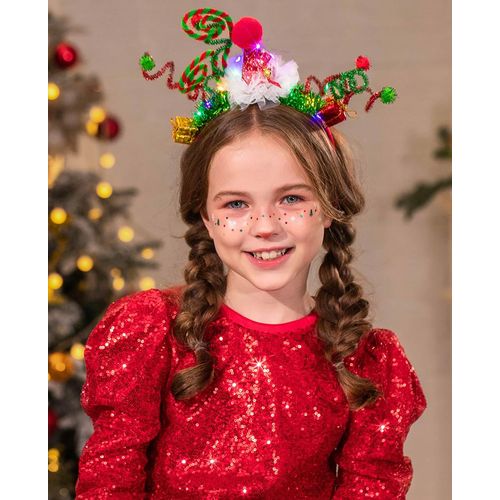 Handcess LED Christmas Headband Luminous Christmas Headband Luminous Christmas Headband Xmas Hair Accessories for Women and Girls