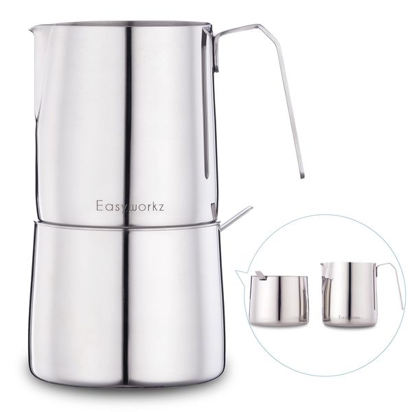 Easyworkz Stainless Steel 304 Creamer and Sugar Bowl with Spoon Coffee Serving Set Chrome