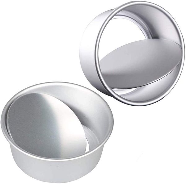 KENIY 2 Pack 8-Inch Non-Stick Deep Aluminum Round Cake Pan with Removable Bottom for Wedding/Birthday/Christmas Cake Baking Round Cake Tin Set with Loose Base (8 inch)