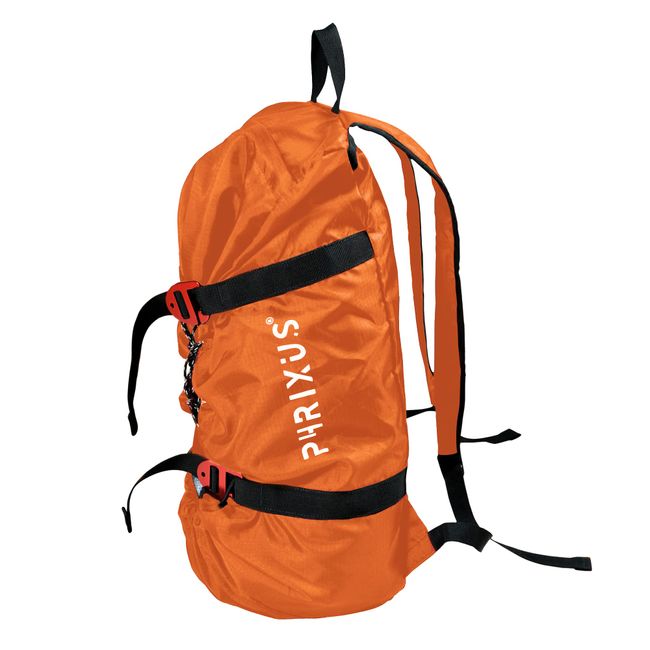 PHRIXUS Rock Climbing Rope Bag, Waterproof Folding Rope Storage Bag with Ground Sheet, Buckles and Carry Straps, Large Capacity Backpack Rock Climbing Gear for Rock Climbing Rope, Orange