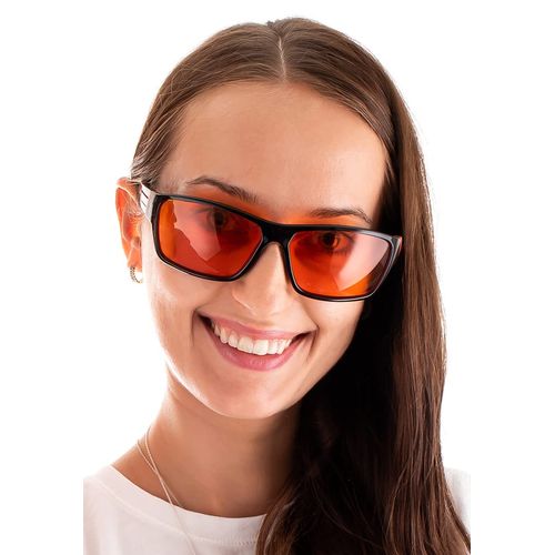 Spectra479 - 99.9% Blue Blocking Amber Glasses for Sleep - Medium Adult Size Nighttime Eye Wear - Special Orange Tinted Glasses Help You Sleep & Relax Your Eyes (Amber)