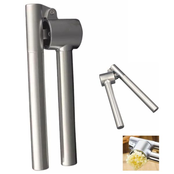 Garlic Press, Stainless Steel Garlic Mincer Removeable Insert Easy Clean rustless Kitchen Tool gralic Press Squeeze-and-Press