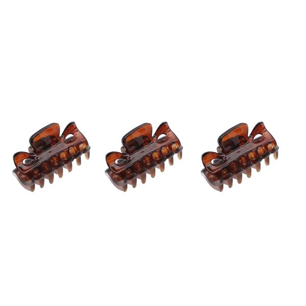 Parcelona French Classic Very Small 1 1/2" Claw Clips with Tight Spring Set of 3 Girls Hair Jaw Claw Clips Durable Styling Women Hair Accessories, Made in France (Tortoise Shell Brown)