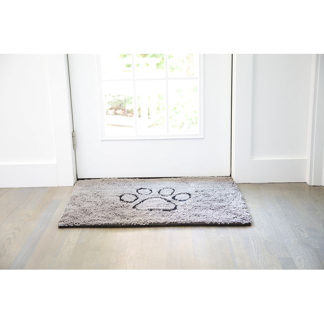 Non-Slip Microfiber Dog Door Mat, Large, Grey