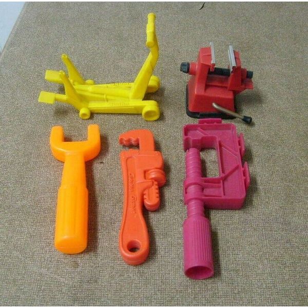 Toy play set tools Curious George, Tonka, Mattel Hot Wheels wrenches vise more..