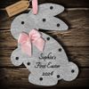 Multi-Colour Personalised Baby's 1st First Easter Bunny Rabbit Wooden Hanging Gift Plaque (Silver #2)
