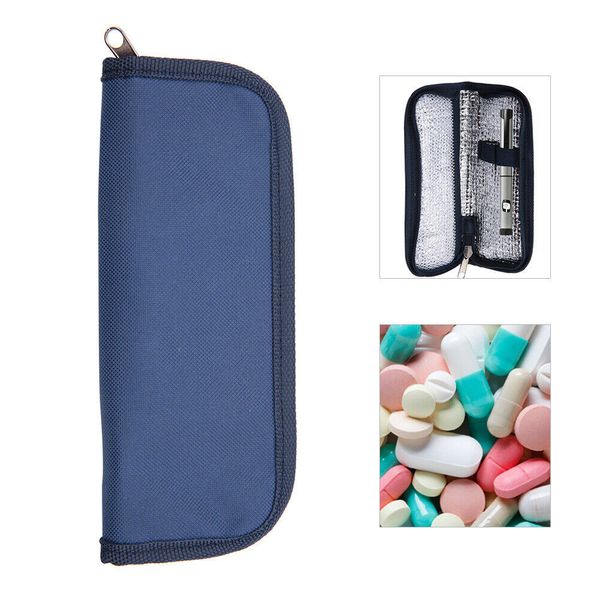 Portable Insulin Cooler Bag Organizer Medical Travel Insulated Case Navy Blue