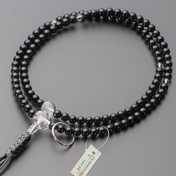 Butsudanya Takita Shoten Rosary Soto Buddhist Beads for Men, Black Onyx, Dragon Carved Book Crystal, Shaku 2, Pure Silk String Tassel, Kyoto Prayer Beads, Dragon, Ssangyong, Two-wheel Beads, Zen Buddhist Beads, Official Prayer Beads (Includes Certificate 