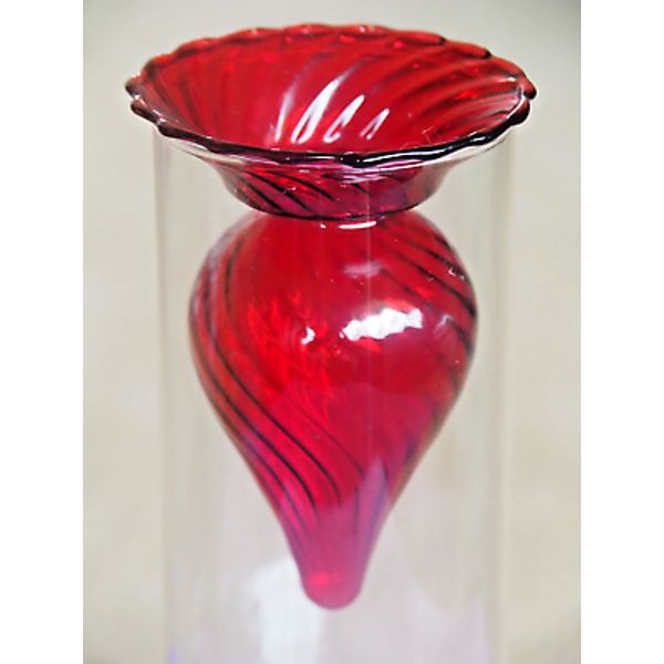 Reed Diffuser Tea Light Holder Red Glass Teardrop in clear Jar. Home Decor.