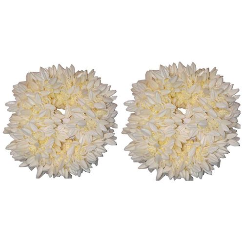 Hair Mogra Scented Rubber Band Gajra Hair Accessories for Women, Girls, Free Size (30 GM), Pack of 2, White