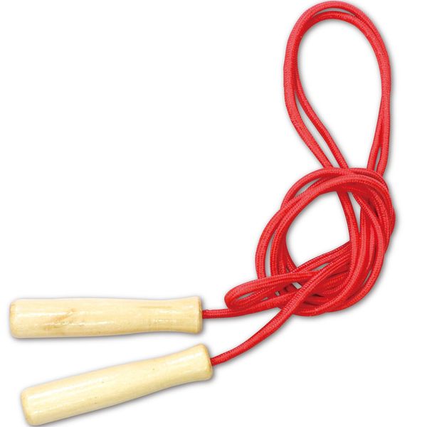 Colorful Wooden Pattern Jump Rope Red