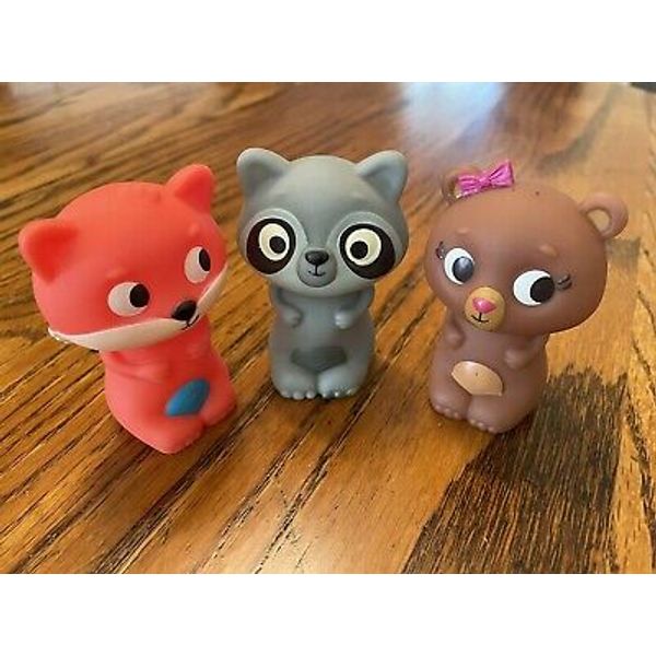 My B Toys Battat Woodland Forest Animals Finger Puppets 3, Cat, Racoon & Bear