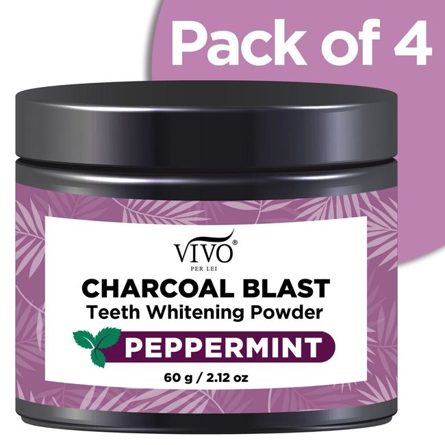 Vivo Per Lei Remineralizing Tooth Powder with Activated Charcoal-2.12 Oz- 4 Pack
